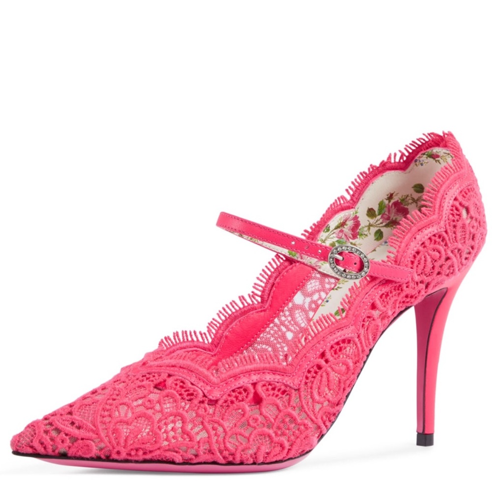 GUCCI Virginia Pump Pink Lace - Picture 3 of 8